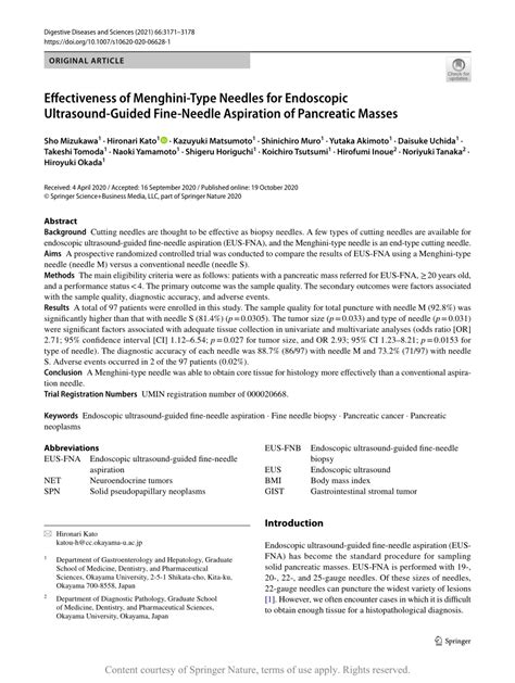 Effectiveness Of Menghini Type Needles For Endoscopic Ultrasound Guided