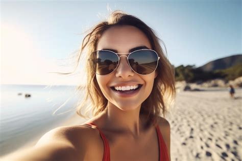 Premium AI Image Cropped Shot Of A Woman Taking A Selfie While On