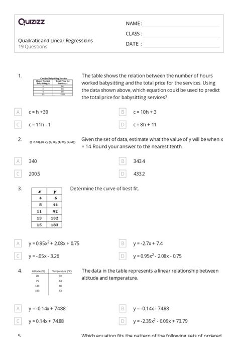 50 Regression Worksheets For 10th Grade On Quizizz Free And Printable