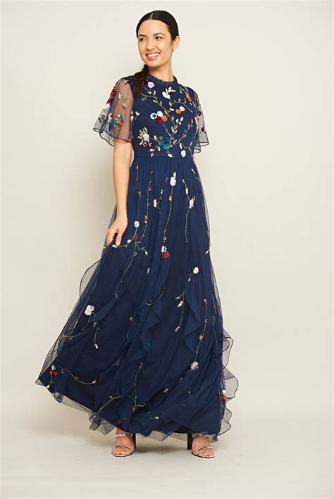 Mina Floral Embellished Maxi Dress Frock And Frill