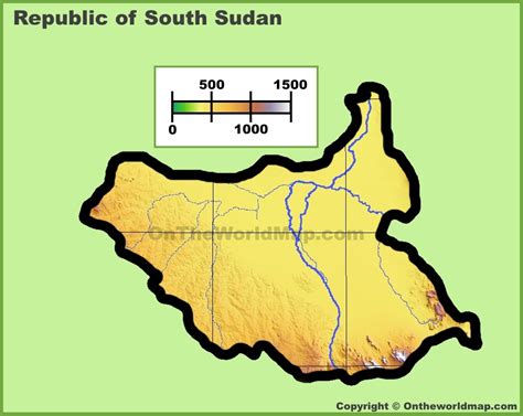 South Sudan physical map - Ontheworldmap.com