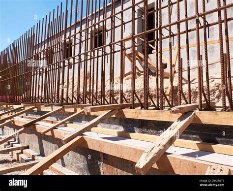 Metal Reinforcement Framework And Formwork Of Retaining Wall Stock