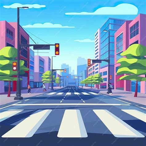 cartoon crosswalk city streets intersections   automobile traffic