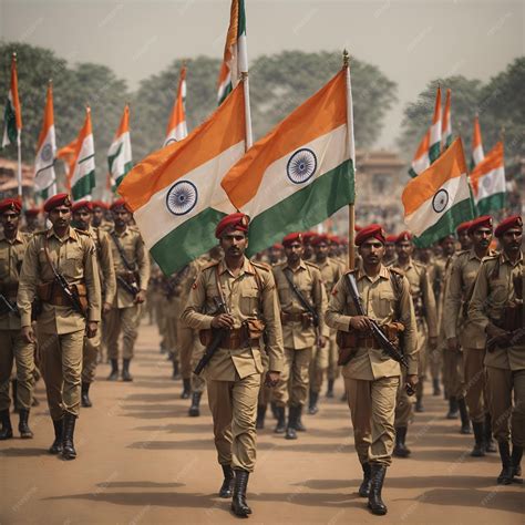 Premium Photo | Indian soldiers marching in a patriotic parade through ...