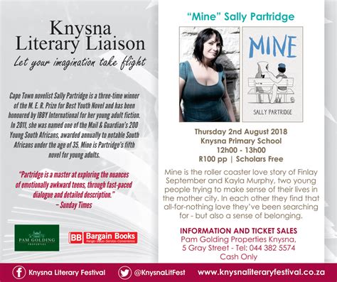 Sally Partridge Mine” Knysna Literary Liaison 2018 The Gremlin