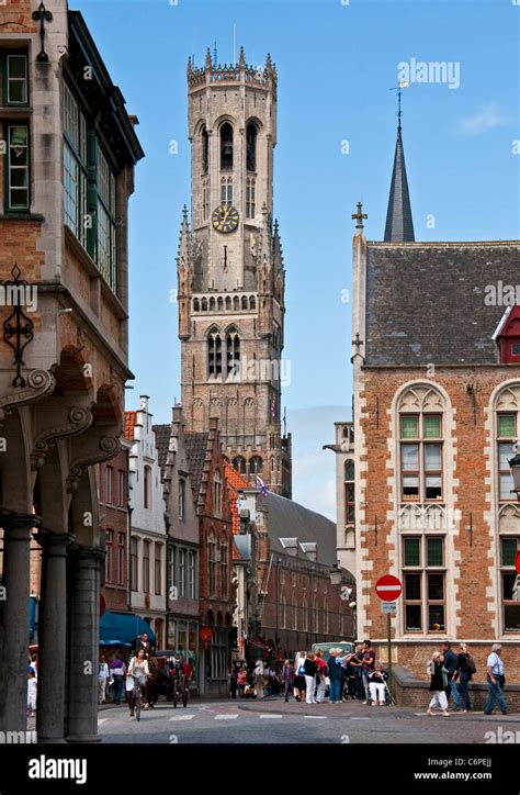 Medieval architecture of Bruges (Brugge) is dominated by the Belfort ...