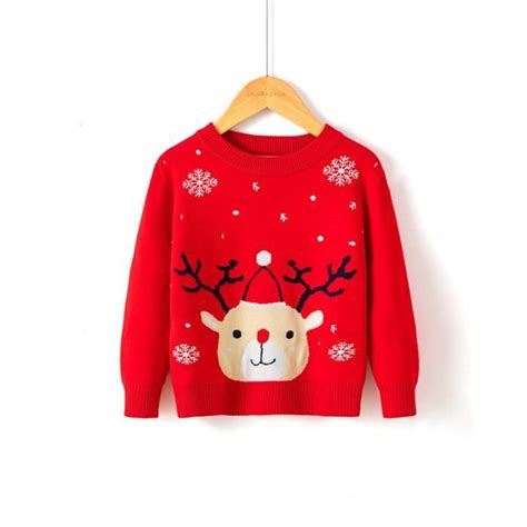 Pull De Noel Garcon Fille En Tricot Col Rond Pullover Imprim Manches