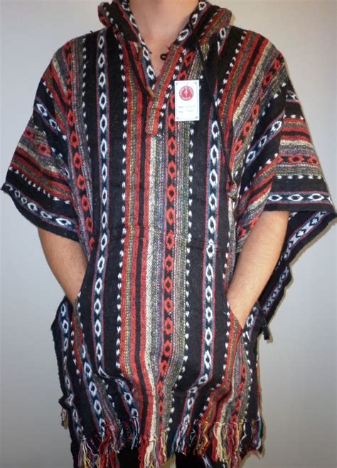 Heavy Brushed Cotton Mens Hooded Poncho With Pocket Ebay