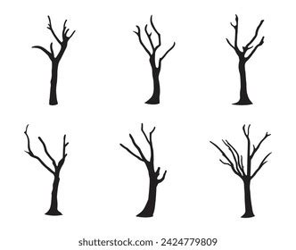 Vector Collection Tree Silhouettes Without Leaves Stock Vector Royalty