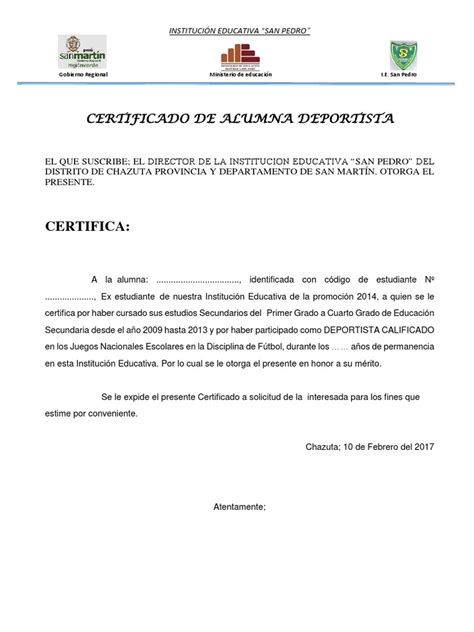 Certificado Deportista Calificado Pdf