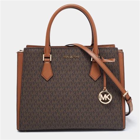 Michael Kors Brown Signature Coated Canvas And Leather Large Hope