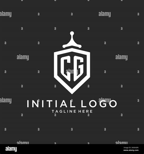 CG Monogram Logo Initial With Shield Guard Shape Design Ideas Stock