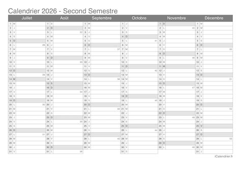 Calendrier 2026 à Imprimer Pdf Et Excel