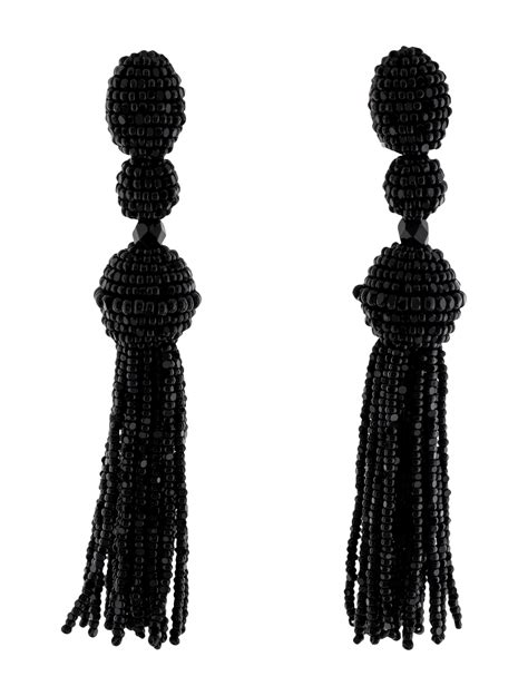 Oscar De La Renta Tassel Earrings W Tags Black OSC23044 The RealReal