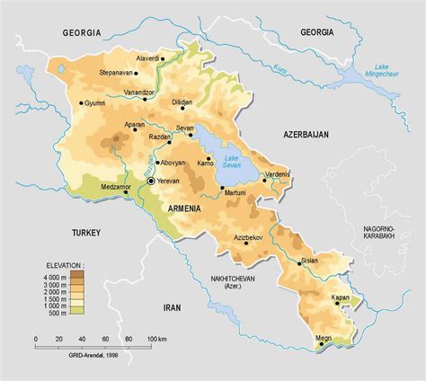 Detailed physical map of Armenia | Armenia | Asia | Mapsland | Maps of ...