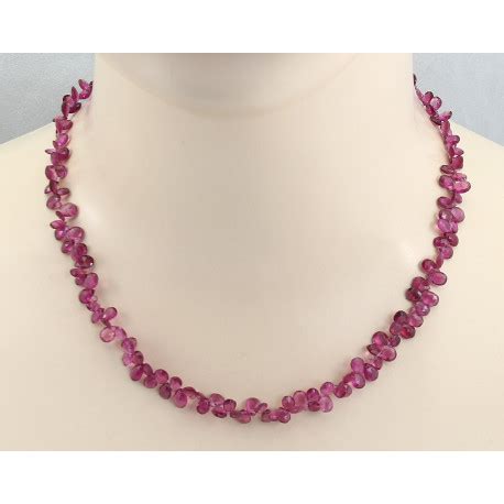 Rubellit Collier Rosa Rote Turmalin Tropfen Facettiert 47 Cm Lang E