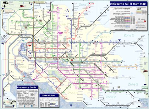 Melbourne Including The Trams Melbourne Map Train Map Metro Map