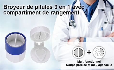 Coupe Pilule 3 En 1 Broyeur De Pilules Avec Compartiment De Rangement