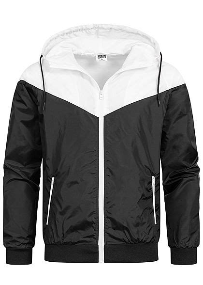 Urban Classics Heren Tone Windrunner Jas Met Kap Zwart Wit