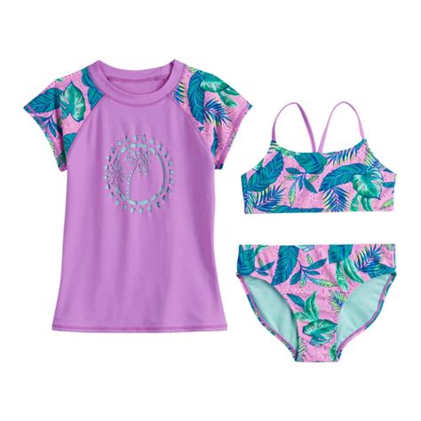 Girls 7 16 SO Floral Beach Bikini Top Bottoms and Rashguard купить по выгодной цене на USmall