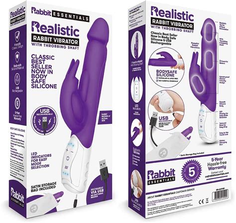 Rabbit Essentials Realistic Rabbit Vibrator With Throbbing Shaft Includes Usb Rechargeable