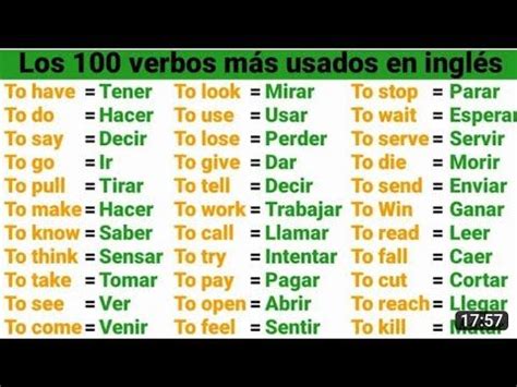 Los 100 verbos más usados en Ingles The 100 Most used verbs in