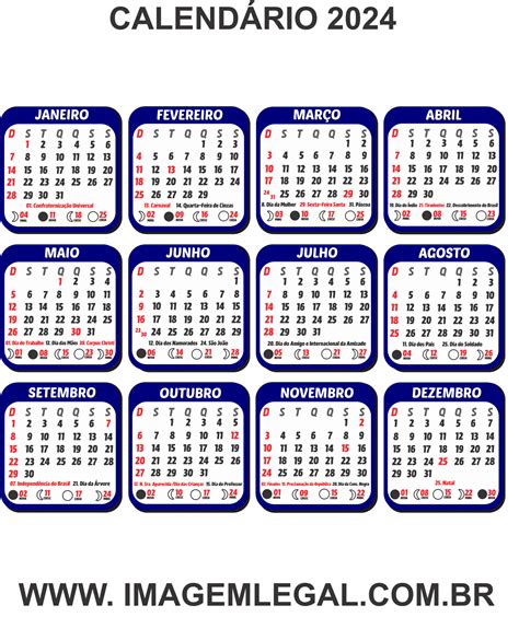 Calendário 2024 Azul Marinho Png Imagem Legal