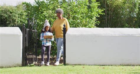 Video Of Happy African American Granddaughter And Grandmother Carrying