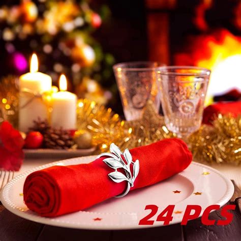 Pcs Gold Foil Napkin Rings Christmas Table Decoration Wedding Table