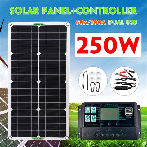 GENERICO Kit De Panel Solar 250 W Usb Dual Completo Falabella