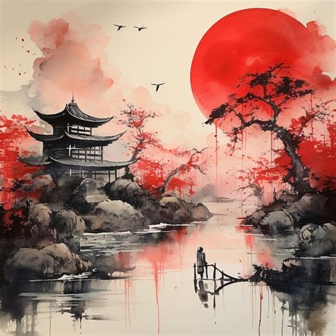 Pintura Ikebana Arte Japonesa Arte Japonesa Da Lua Arte Conceito