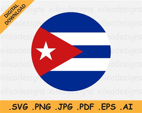 Cuba SVG Round Flag SVG Cuban Circular Banner National | Etsy Australia