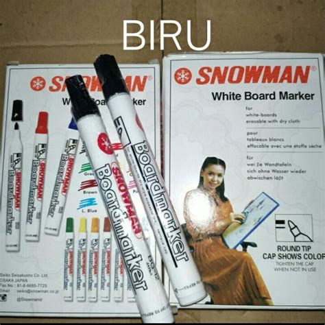 Jual Spidol Snowman Whiteboard Biru Bg Pak Isi Pcs Shopee