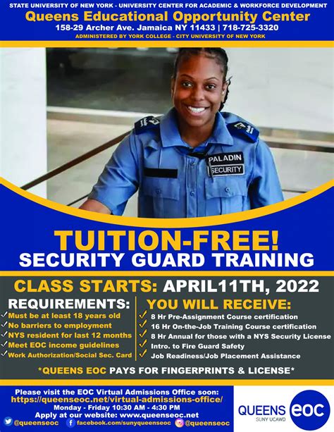 SECURITY GUARD TRAINING - CLASS STARTS: APRIL 11TH, 2022 - SUNY Queens ...