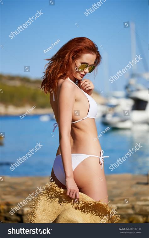 Sexy Beautiful Woman White Bikini On Stock Photo Shutterstock