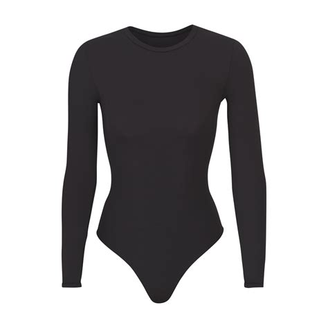 Fits Everybody Long Sleeve Crew Neck Bodysuit Onyx Skims