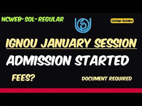 IGNOU January Session 2021 Admission Started YouTube