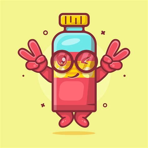 Premium Vector Juice Bottle Character Mascot With Peace Sign Hand