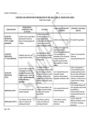 Criteria For Appointment Promotion In The Hs Clinical Professor