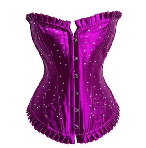 Burlesque Gothic Satin Ruffle Trim Overbust Corset With Rebelsmarket