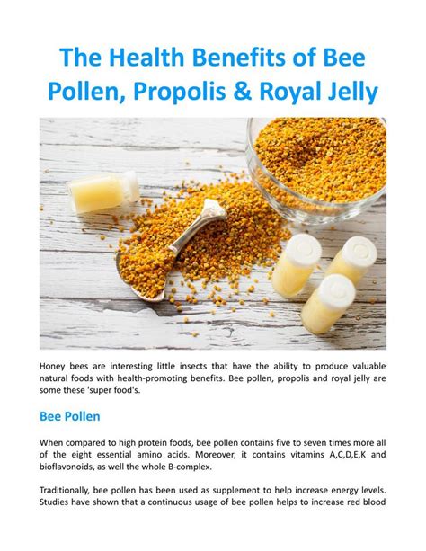 The Health Benefits Of Bee Pollen Propolis Royal Jelly Bee Pollen