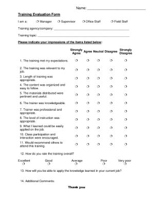 Fillable Online Coursehero Comtraining Evaluation Formdocxtraining