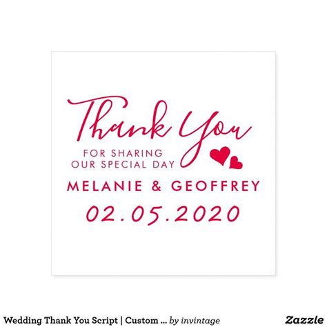 Wedding Thank You Script Custom Names And Date Self Inking Stamp