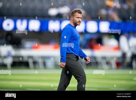 Los Angeles Rams Head Coach Sean Mcvay Watches His Players Before An