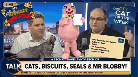 Peter Cardwell Tech Op Dave Cats Biscuits Seals And Mr Blobby