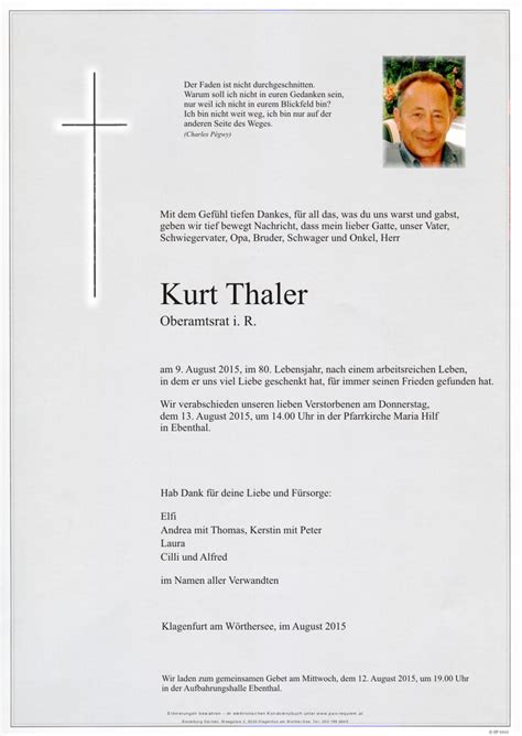 Parte für Kurt Thaler pax requiem