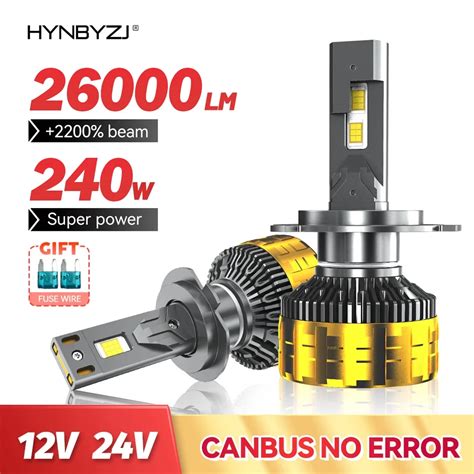 HYNBYZJ 240W H7 LED Headlights Canbus H1 H3 H4 H11 9012 HIR2 H8 H9 9005