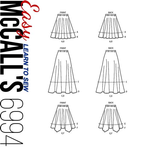 Mccalls 6994 Summer Skirts Flared Mini Midi Maxi Or Handkerchief Elastic Waist Skirt Easy