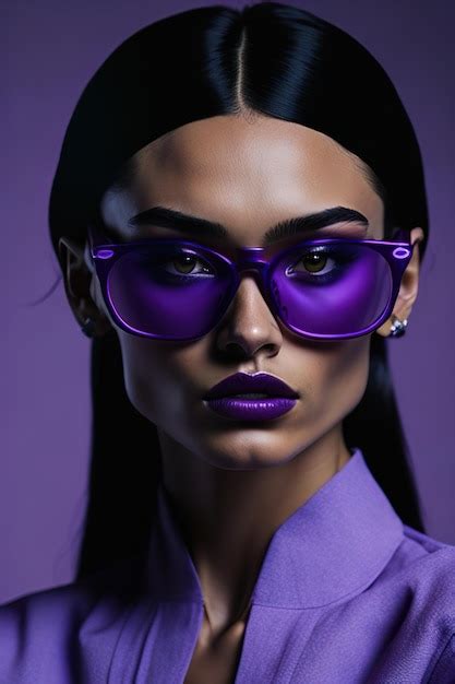 Premium Photo Model Dressed In Stylish Purple Clothes And Sunglasses