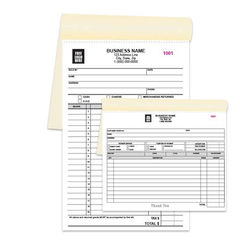 Customized Carbon Copy Forms Receipts Invoices Orders Designsnprint